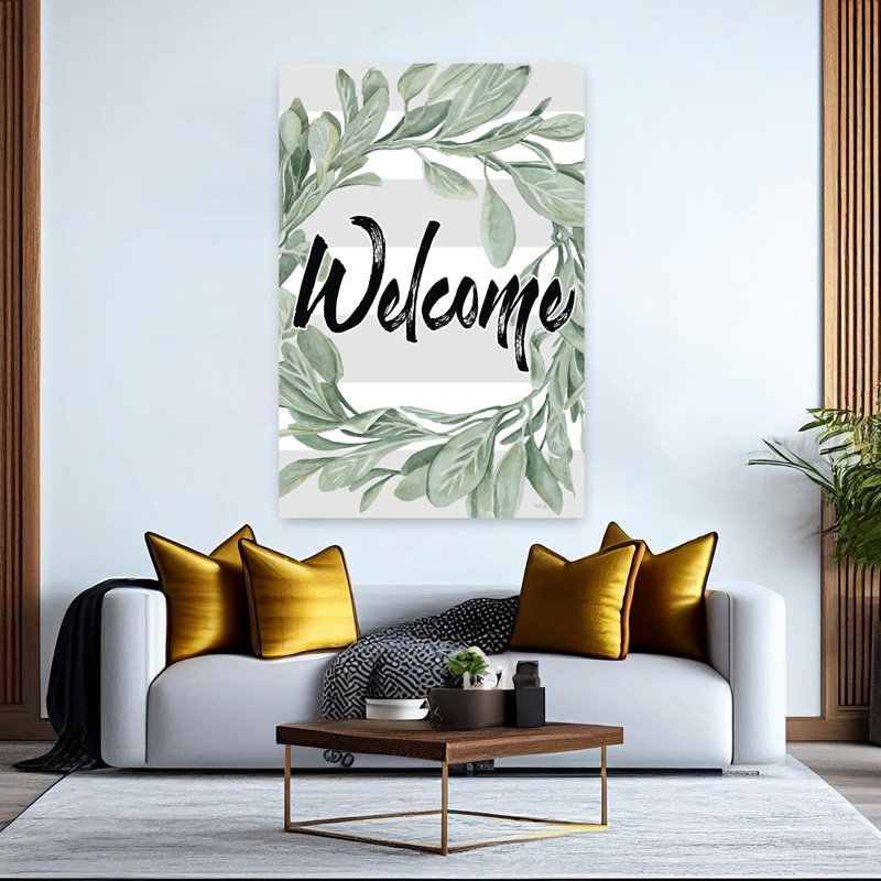 Welcome, art contemporain, H 60 po x l 40 po
