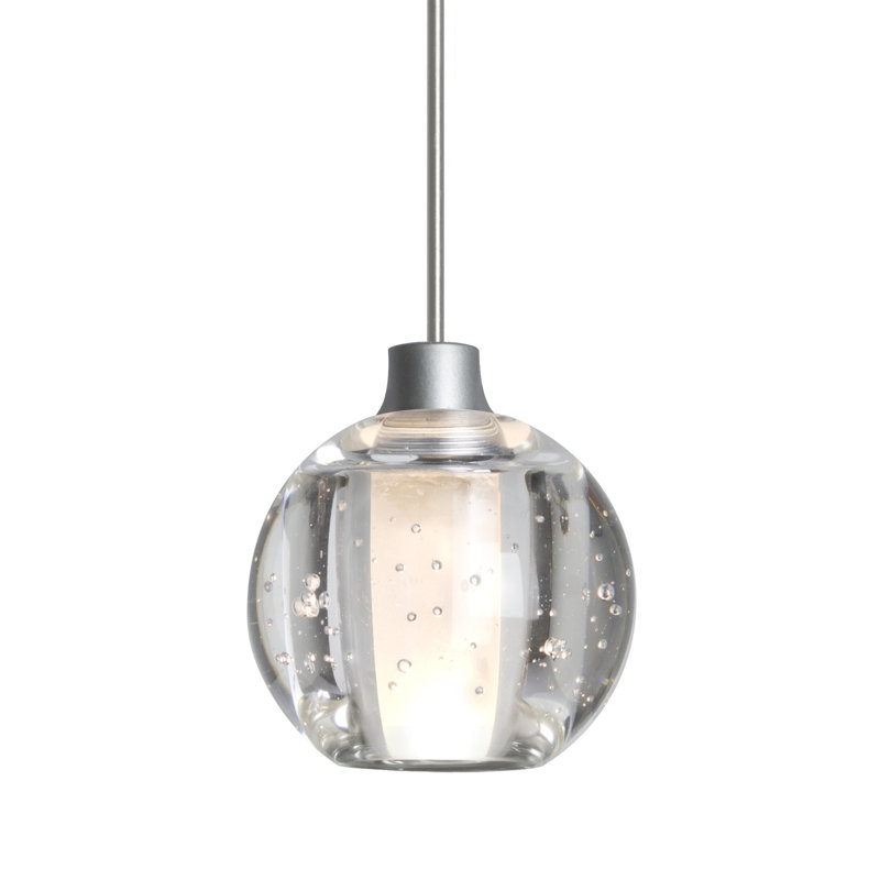 Luminaire sphère suspendu 1 lumières simple Dayna, Bulle, Nickel satiné, Halogène