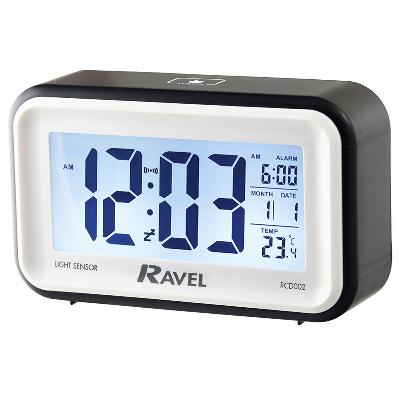 Digital Electric Alarm Tabletop Clock, Black/White