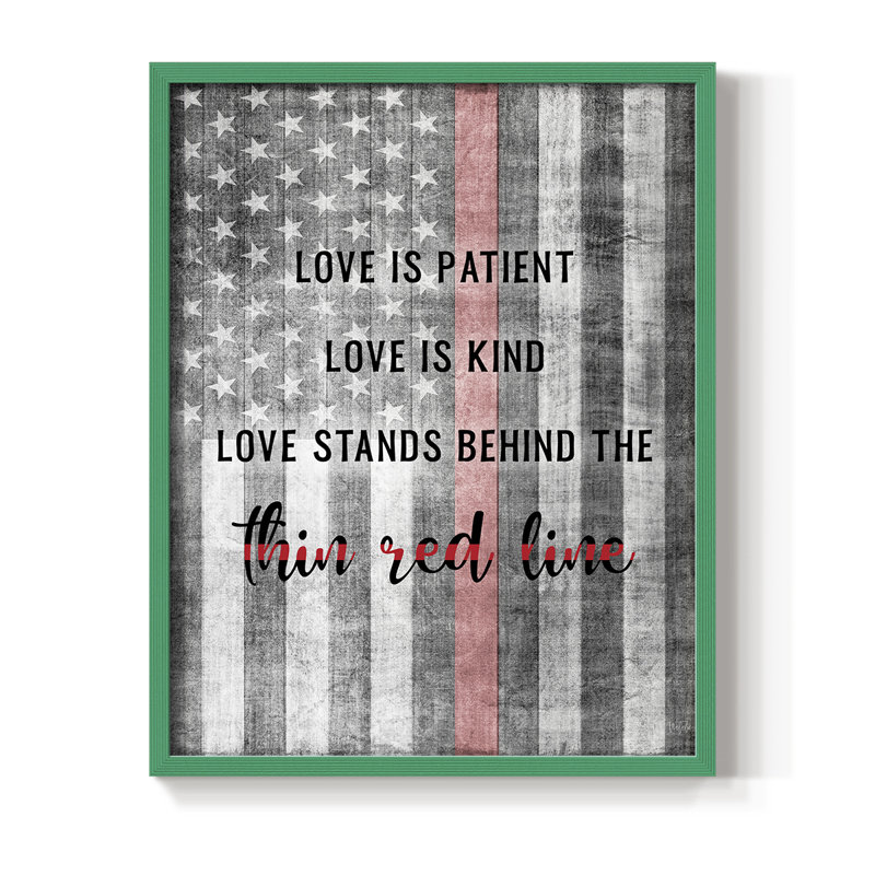 Thin Red Line, reproduction encadrée - bois massif, Vert, H 11 po x l 9 po