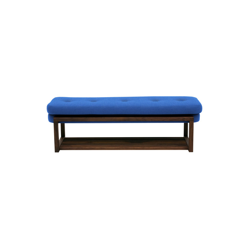Melinda Solid Wood Tufted Bench, 18" H x 60" W x 22" D, Pacific Blue