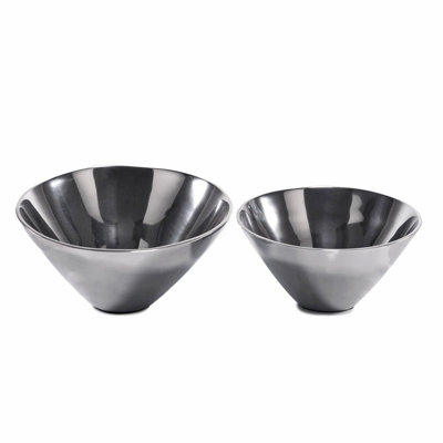 Ensemble de deux bols centraux ronds en aluminium argenté
