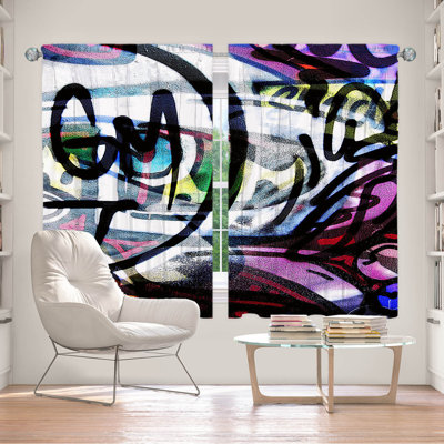 Lined Window Curtains 2-panel Set for Window Size by Martin Taylor - Graffiti 5
