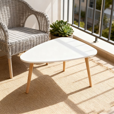 Modern Triangular Side Table with Tapered Wood Legs for Living Room, Bedroom by George Oliver