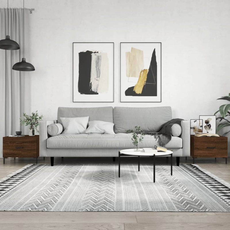 Four Leg Coffee Table with Storage, brown oak