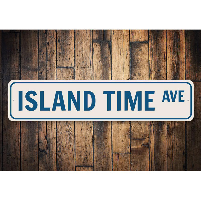 Plaque en aluminium personnalisée Island Time Avenue, H 4 po x l 18 po x P 0,04 po