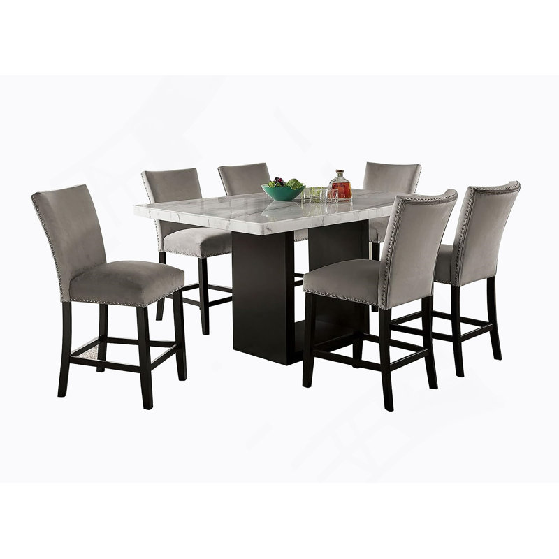 Dining Table Set, One Table With 6 Upholstered Chairs
