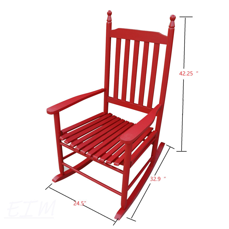 Chaise berçante en bois, Rose rouge