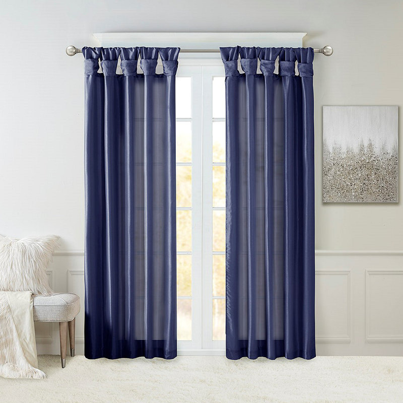 Twist Tab Lined Window Curtain Panel 50X84", 50.05" W x 84.05" L, Navy