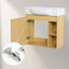 Meuble-lavabo mural 24 po avec lavabo en céramique blanche et porte à fermeture en douceur, emballage KD, chêne clair-559139686-559139687