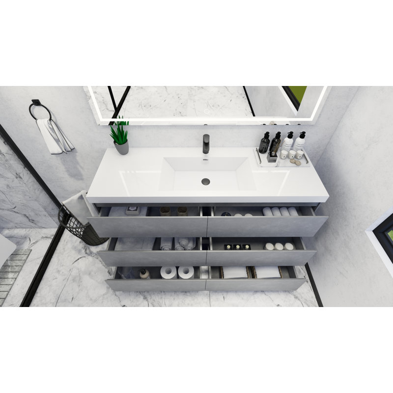 Hargrave 58.5 " Single Bathroom Vanity Base, Cement Gray