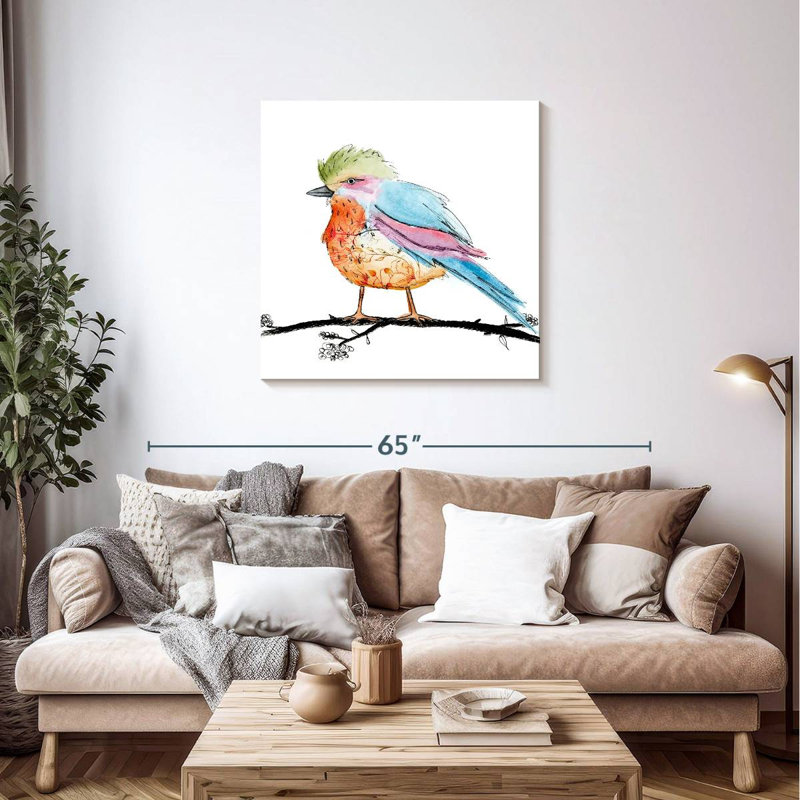Brampt floral, oiseau brillant I, H 36 po x l 36 po