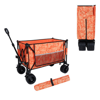 Heavy-Duty Folding Wagon Cart with Waterproof Picnic Mat, Garden Portable Cart