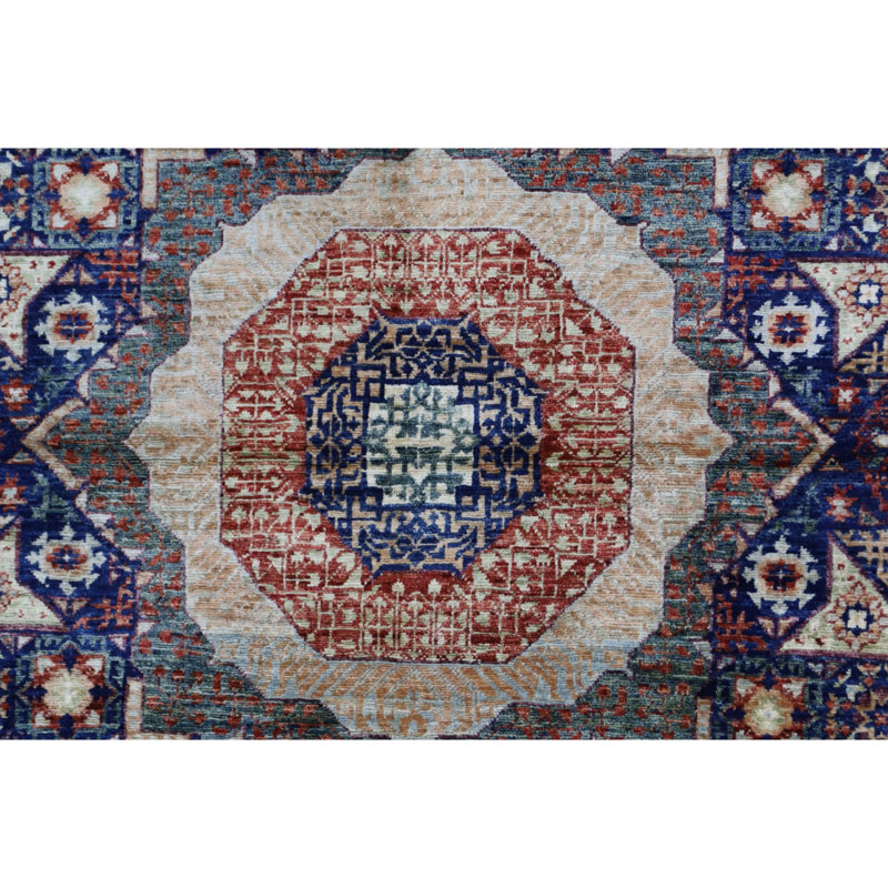 Tapis bleu marine de haute qualité noué à la main, Rectangle 4 pi 11 po x 6 pi 10 po