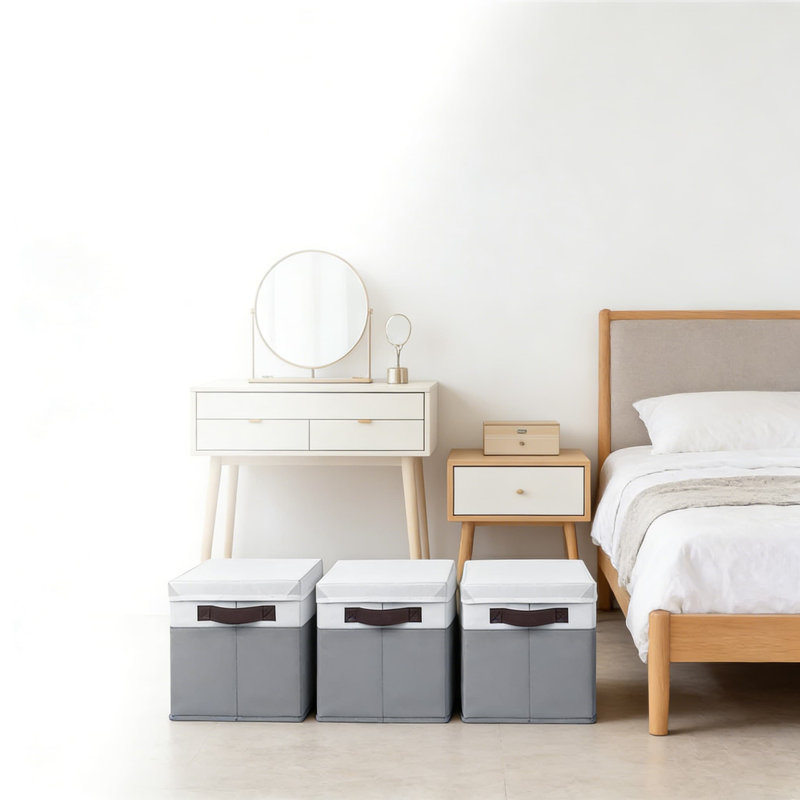 Extra Large Storage Baskets With Lids 4 Pack, 33 QT Stackable Fabric Storage Bins For Organizing Blankets, Clothes, Toys, And Home Decor