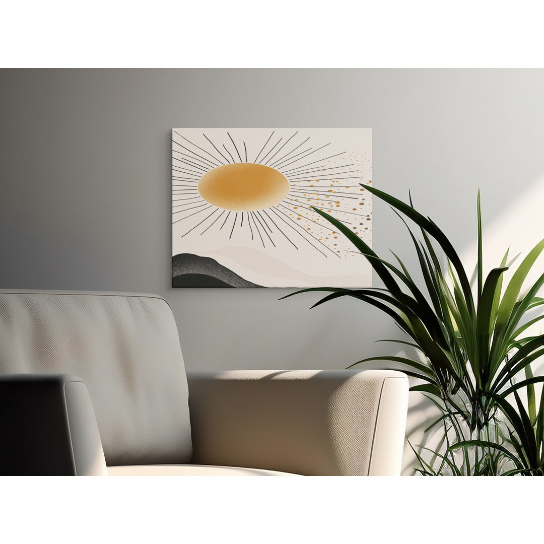 Minimalist Sun Canvas Wall Art, Boho Mountain Landscape Print, Gallery Wrapped, Ready to Hang, Archival Quality, Modern Home Decor