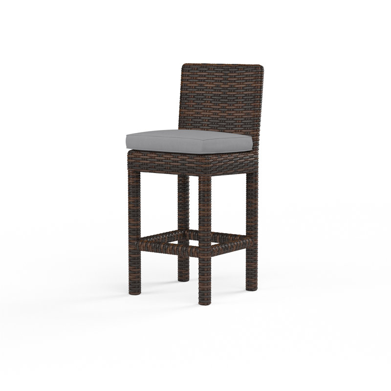 Emerald II Outdoor Bar Stool, Canvas Granite Sunbrella®, Cognac, Bar Stool (30" Seat Height)