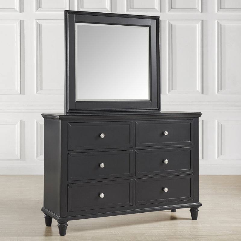 Commode double 6 tiroirs Izavion, Noir vulcain