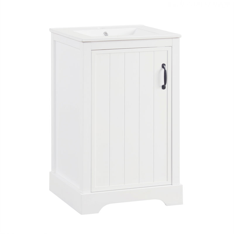 Meuble-lavabo de style moderne avec lavabo, armoire de salle de bain avec porte à fermeture douce, support de rangement et tablette réglable