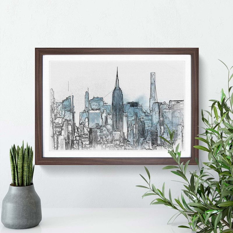Manhattan New York Skyline in Abstract - Framed Print, Walnut, 40cm H x 60cm W x 2cm D