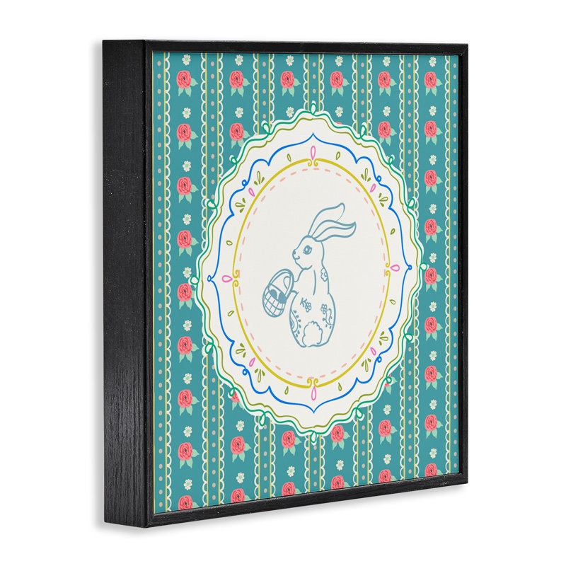 Giclée encadrée de fleurs et de rayures, conception par Angela Steahling, H 12 po x l 12 po, Giclée encadrée noir minuit
