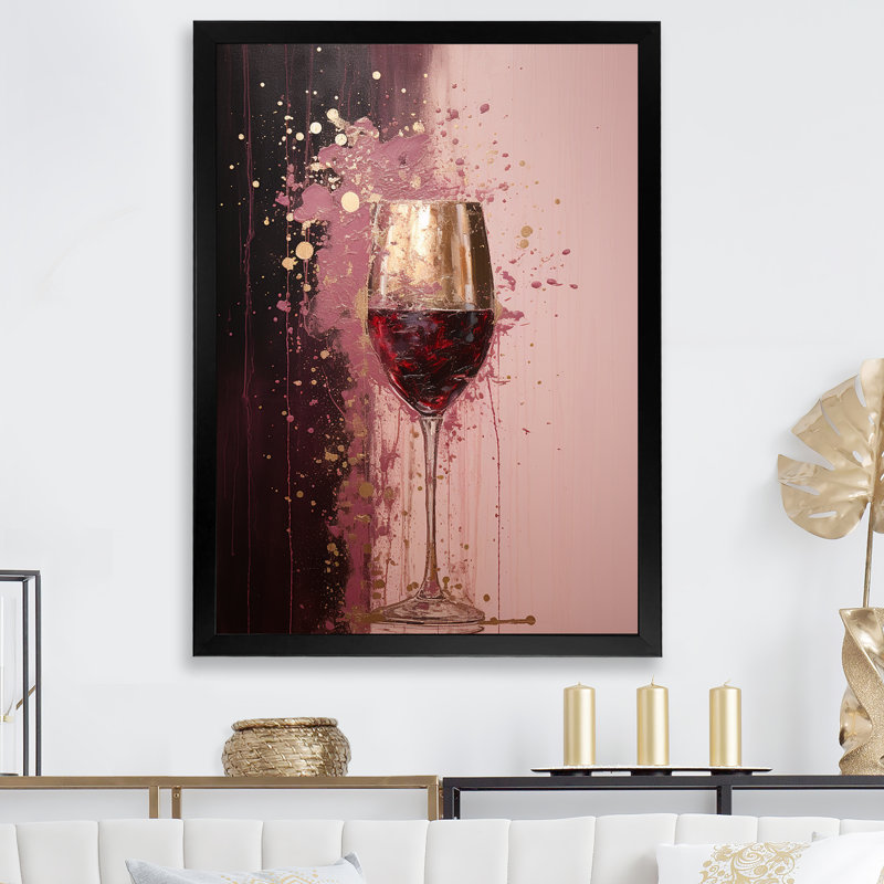 " Magic Millesime Red Wine Glass ", 32" H x 24" W x 1" D, Black Single Picture Framed