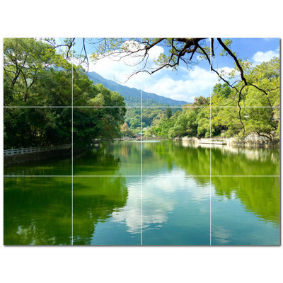 River Photo 4.25'' x 4.25'' Satin Ceramic Decorative Mural