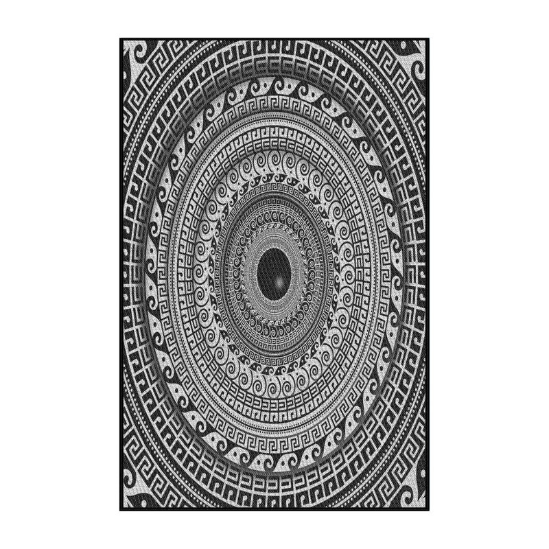 Laine tissé à la machine et gris polyester/vert Tapis décoratif kelya, Rectangle de 5 pi x 7 pi
