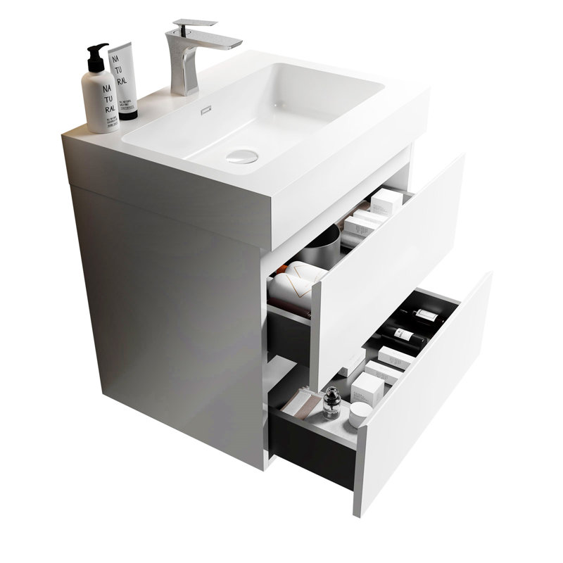 Meuble-lavabo blanc 24 po avec lavabo Rosaleen
