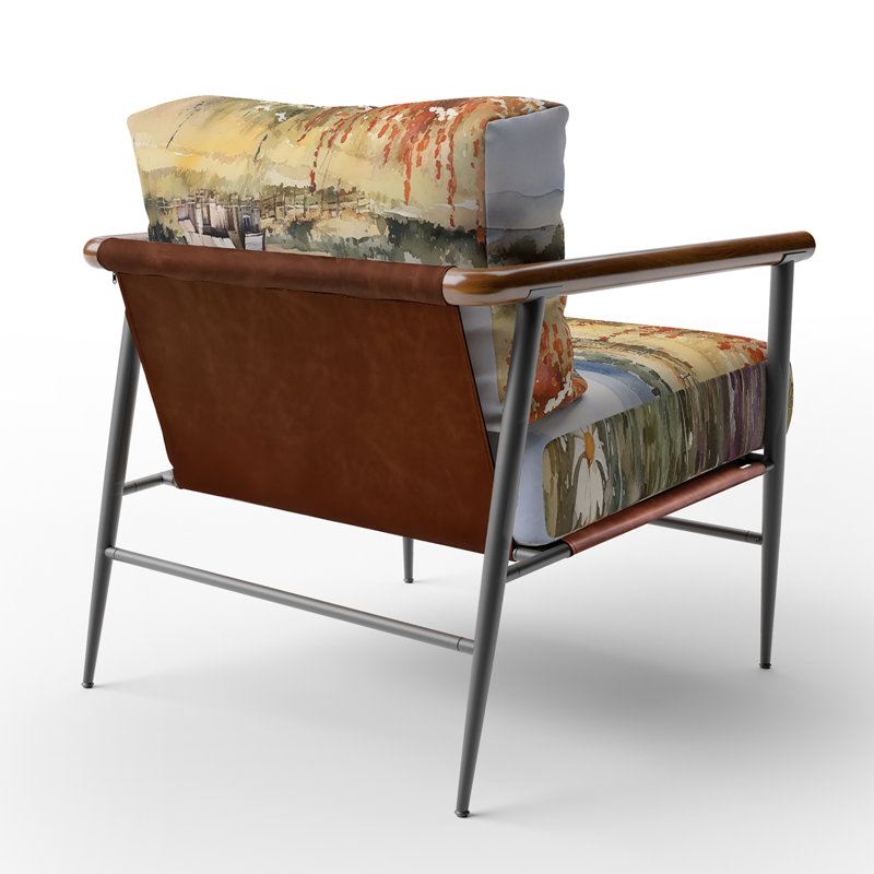 Chaise avec accoudoirs rembourrée Green Green Meadow At The Farm I, Noir