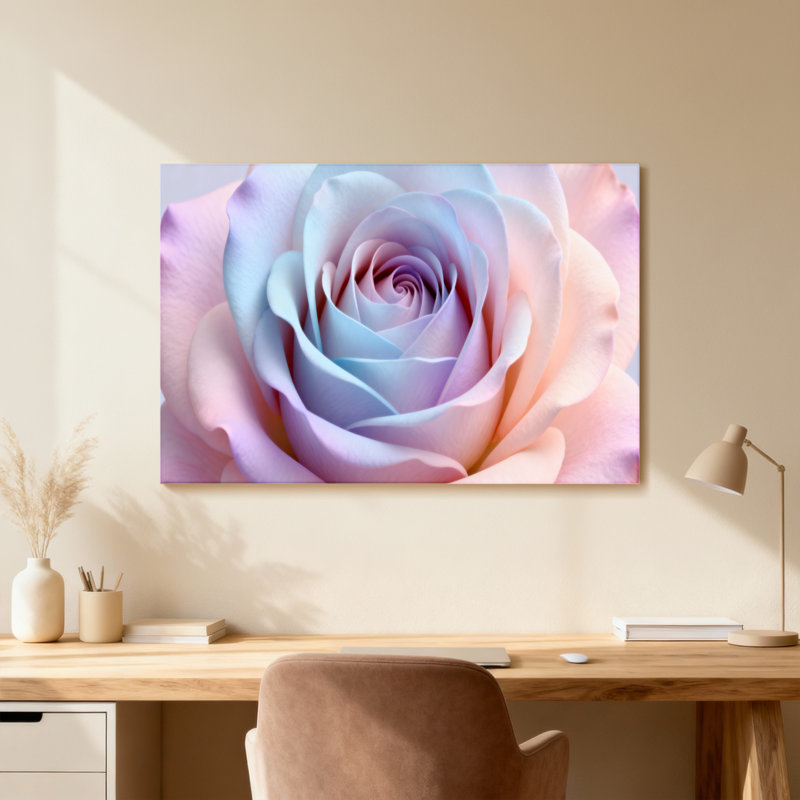 Plantes et fleurs, reproduction de pétales de rose pastel, H 20 po x l 30 po, Noir