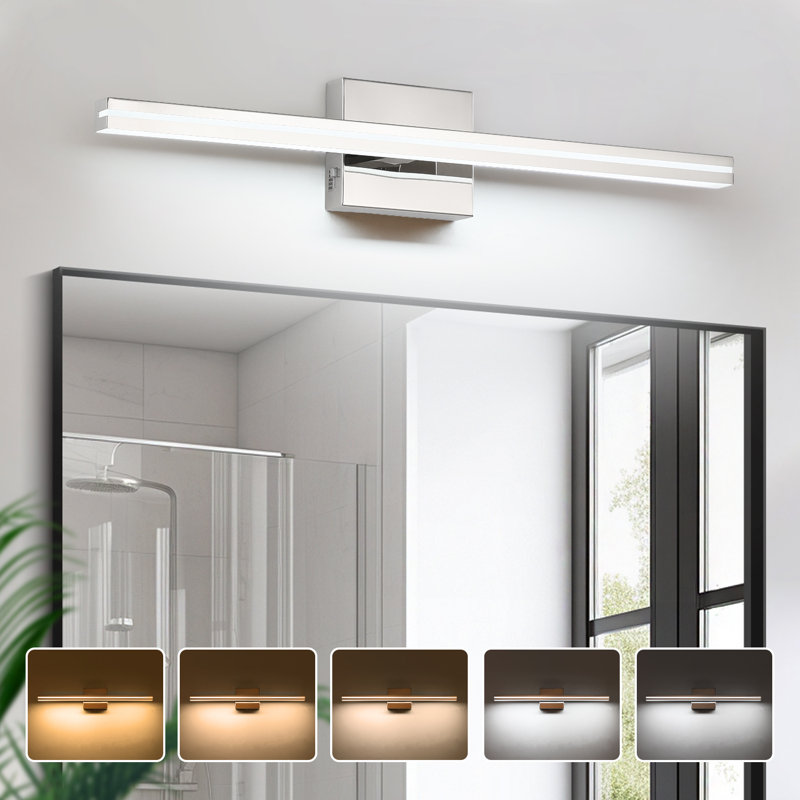 Barre de salle de bain 24 "à DEL en acrylique à intensité variable 5cct , Chrome
