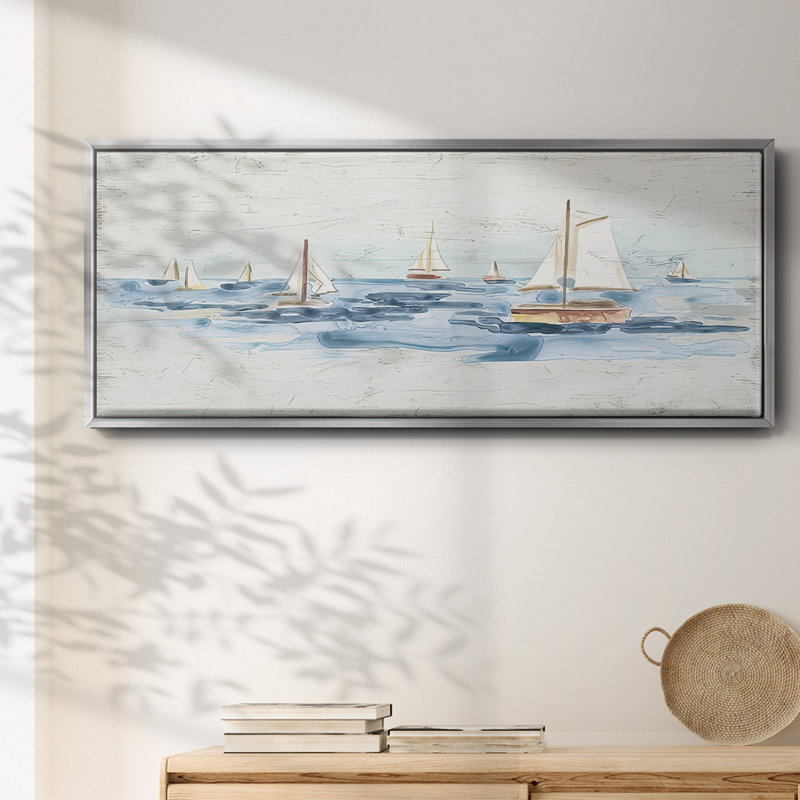 Bateaux sur l'eau II, H 20 po x l 50 po x P 1,5 po, Argent