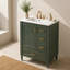 Meuble-lavabo de 61,2 cm (24,12 pouces) avec lavabo en céramique, fini vert olive, portes à fermeture douce, 3 tiroirs et poignées dorées – idéal pour les salles de bains.
