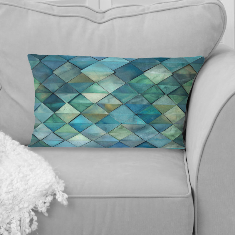 Coussin lombaire bleu-vert Modern Geo II - Tiles