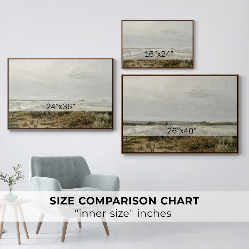 Paysage rétro - CMXL, H 17 po x l 25 po x P 2 po, Toile encadrée noyer flottant