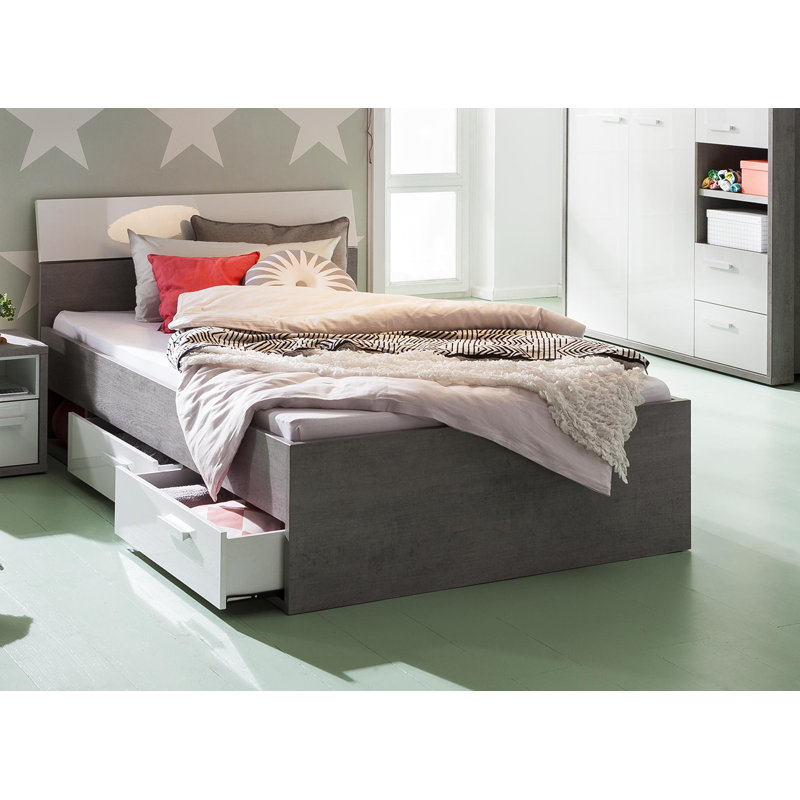 Mipiace Storage Bed, Grey/White, European Single (90 x 200 cm)