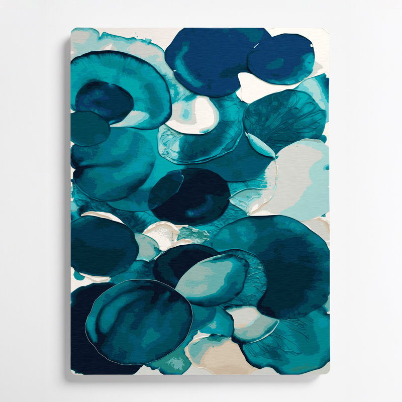 Abstrait aquarelle 76, art mural en métal bleu, H 11 po x l 14 po