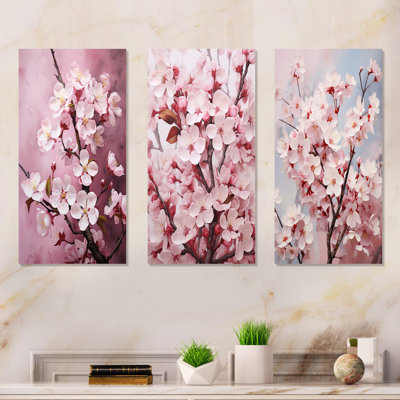 Goforth - Ensemble de 3 décorations murales cerisier en fleurs