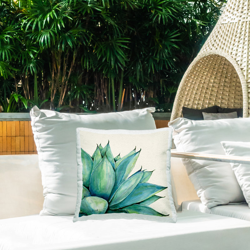Coussin d'extérieur imprimé vert plante grasse par Stephanie Workman Marrott