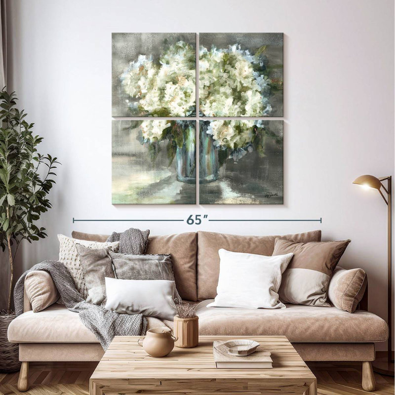 Harnek Harnek blanc et hortensias taupe Sill Life