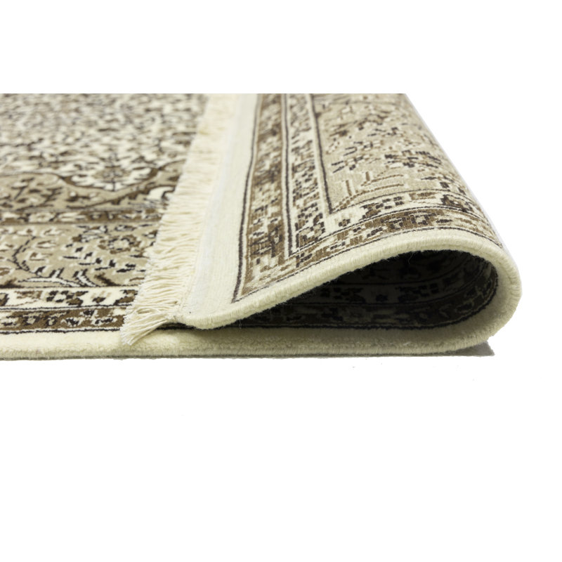 Cream Traditional 6X8 Indo Kerman Oriental Area Rug