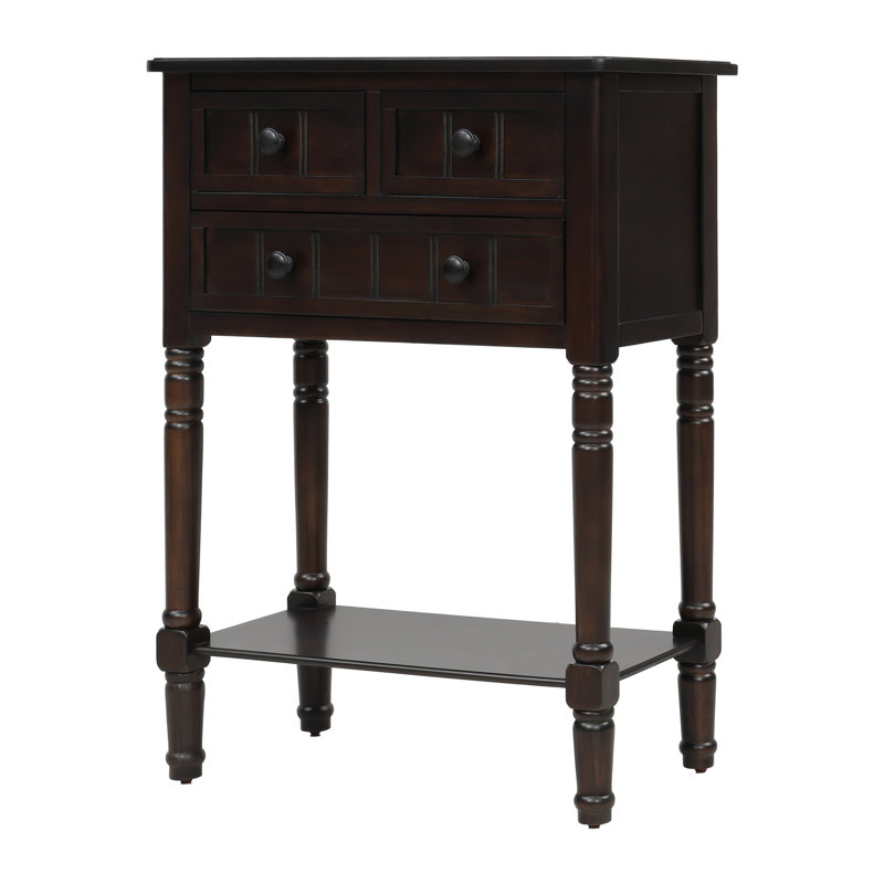 Narrow Console Table, Slim Sofa Table With Three Storage Drawers And Bottom Shelf For Living Room, Easy Assembly (Espresso)
