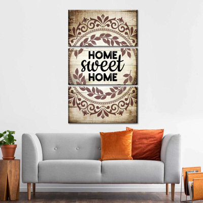 " Home Sweet Home Family Typography I " 3 - Pieces