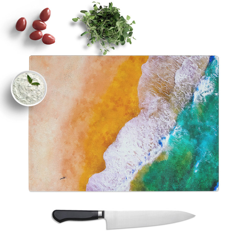 Beach Views of the Gold Coast Painting Chopping Board, 0.4cm H x 29cm W x 39cm L