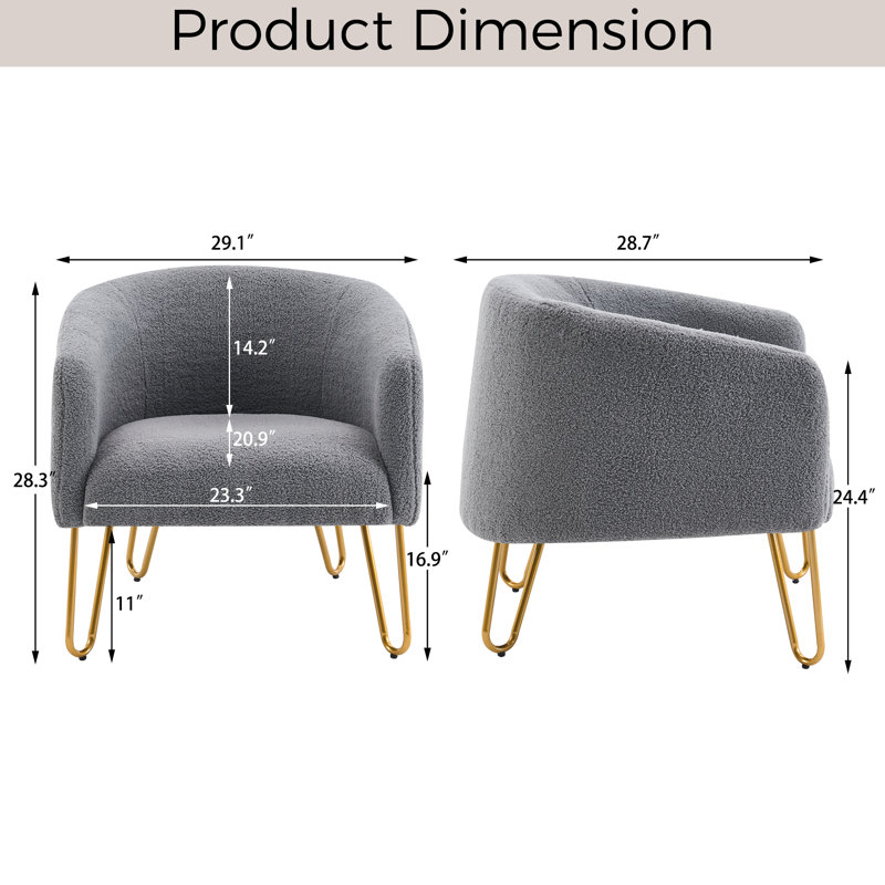 Fauteuil demi-tonneau Kashiff, Gris