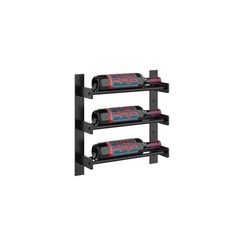 Support à vin mural pour 6 bouteilles Abbie-Marie, 15" H x 14.75" W x 4.25" D, Noir mat