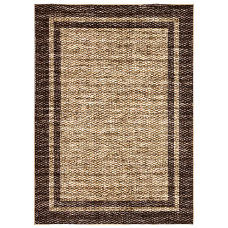 Modern Bordered Area Rug Washable Rug for Living Room, Neutral Minimalist Carpet, Soft Thin Low Pile Non Shedding Floor Covering, Indoor Foldable Non Slip Mat for Bedroom