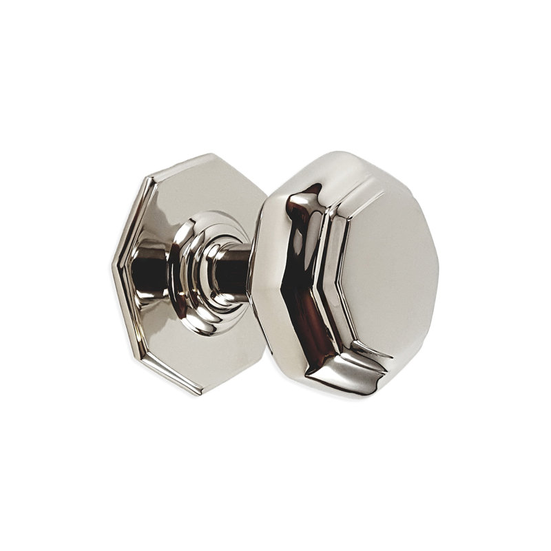 Octagonal Centre Door Knob, Polished Nickel