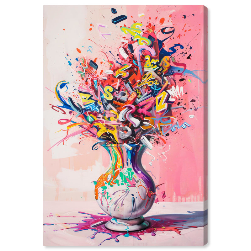 Burst of Color Abstract Vase Canvas Art in Multicolor